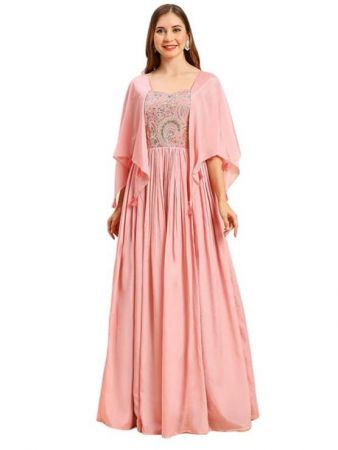 Madhuram Womens Chinon Gown for Women Ethnic with Embroidery Work Long Gown(M-2456)