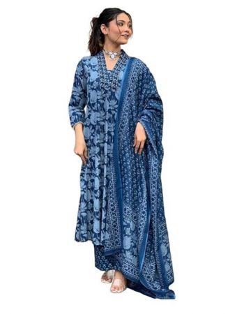 Nermosa A-Line Printed Kurta Set for Women with Dupatta