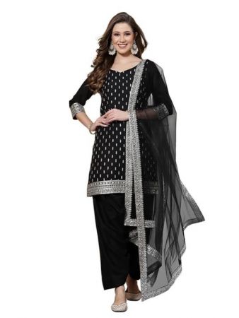 SIRIL Women's Rayon Embroidery Straight Kurta Patiyala with Dupatta Set