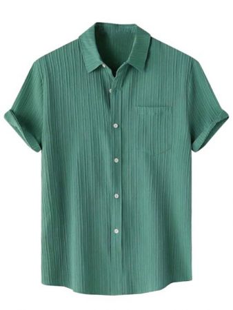TAGDO Mens Solid Shirt with Chest Pocket Short Sleeve Shirt for Summer Outdoor