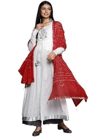 Varanga Women Long Kurta with Bandhej Dupatta