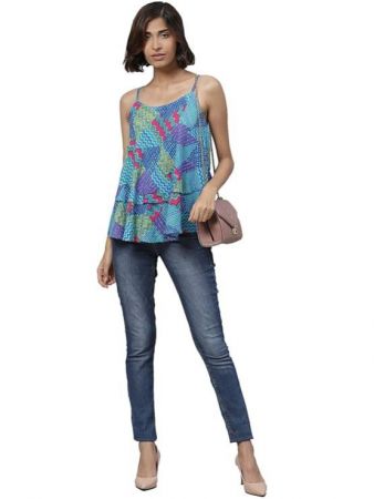 Yash Gallery Womens Rayon Printed Straight Top for Women