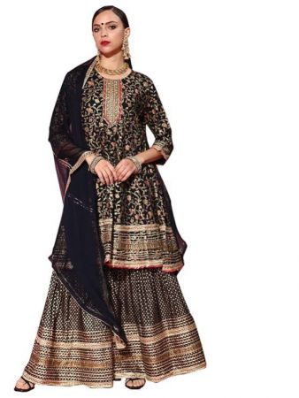 ishin Womens Cotton Kurta With Sharara Dupatta